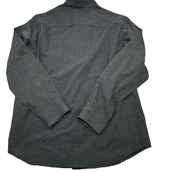 Chalc Men Large Blue Stripe western rodeo Pearl Snap Long sleeve button up shirt - Picture 3 of 9